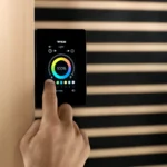 A close up of the Tylo Kiruna Hybrid sauna light feature